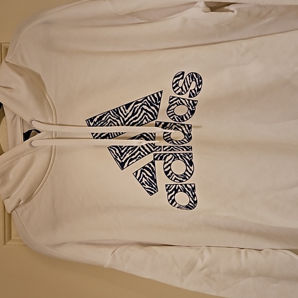 Adidas White and Navy Hooded Sweatshirt Size 3x - Picture 3 of 6